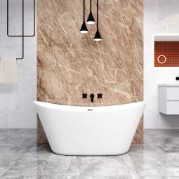 Bañera exenta de acrílico con desagüe-estilo ovalado-blanco-1500x720x650mm