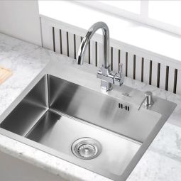 Auralum fregadero de cocina 1 seno 55x45x18,5cm fregadero bajo encimera de