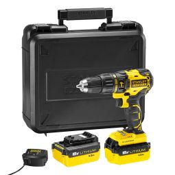 Taladro percutor 18V brushless 2 baterías 4Ah Stanley