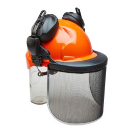 Casco forestal de seguridad naranja