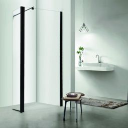 Mampara de ducha fija negro 80 cm y 45 cm 2 hojas