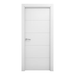 Puerta de Interior maciza lacada Lor blanca 62,5cm derecha con tapajuntas Geom