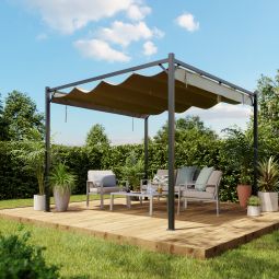 Pérgola metálica con toldo Locea 3x3m Blooma