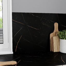 Panel compacto doble cara efecto marmol negro y negro jupiter 300x60cm