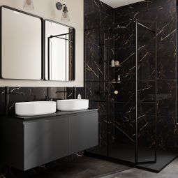Suelo porcelánico rectificado gran formato mármol negro pulido 60x120cm Marciana