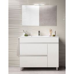 Mueble de baño caprera, lavabo y espejo 100x45cm blanco