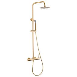 Valaz barra de ducha monomando redonda ajustable 120cm oro mate - 30cm