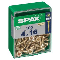 Caja 100 unid. Tornillo madera cabeza plana yellox 4,0x16mm