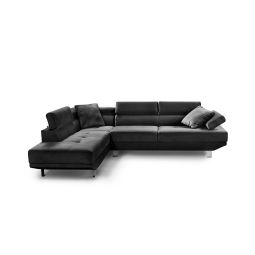 Sofa rinconera chaise longue executive 262cm negro, chaise izquierdo