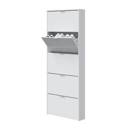 Zapatero de 5 puertas abatibles 70x180 cm moderno blanco brillo