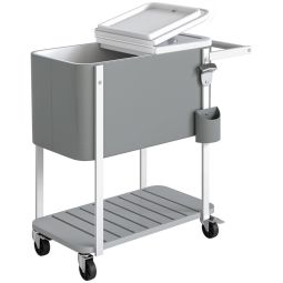 Carrito nevera 84x38x83 cm plástico, acero color gris Outsunny