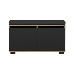 Banco zapatero brande tapizado aglomerado/textil 42x80x35 cm - roble/negro