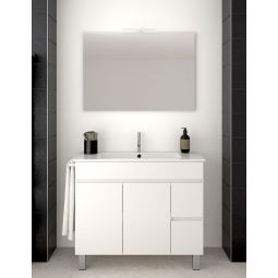 Mueble de baño isquia con lavabo y espejo 80x40cm blanco