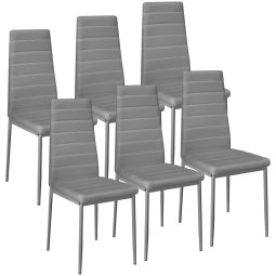 6 sillas de comedor con acolchado, polipiel, 41 x 45 x 98.5 cm, gris
