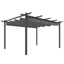 Pérgola 396x296x220 cm aluminio, poliéster color gris Outsunny