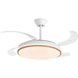 Ventilador de techo con luz LED COSMOS | Aspas retráctiles | Blanco-Taupe