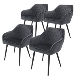 Juego 4 sillas de comedor / salón de terciopelo antracita 80 cm