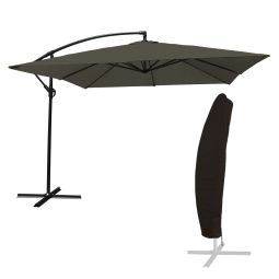 Parasol excéntrico molokai cuadrado 2,7x2,7m color gris + funda