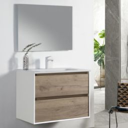 Conjunto mueble de baño suspendido Emily color blanco 80x45cm