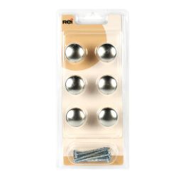 Pack 6 pomos zamak 25 mm níquel bisu