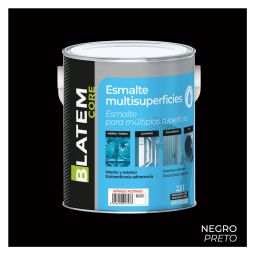 Esmalte multisuperficies al agua satinado negro 2,5L Blatem Core