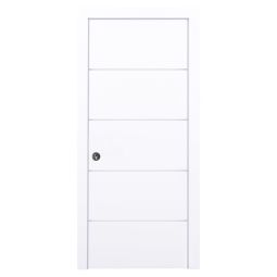 Puerta de entrada blindada 4 rayas blanca derecha 203 x 82,5 cm