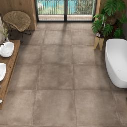 Suelo porcelánico cemento mocca 30x60cm C3 Lecco