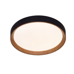 Plafón LED de techo 30w ø40cm cct 3000k-6000k, negro/efecto madera