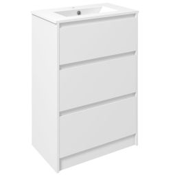 Armario de baño 61x37x88 cm color blanco kleankin, hogar - baño