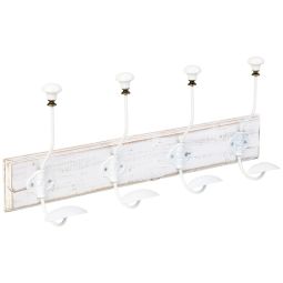 Percha de pared de madera con 4 ganchos 52x1.3x8h cm
