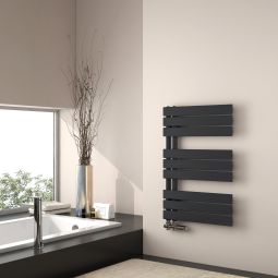 Emke radiador toallero agua caliente 76x50cm, panel negro mate, vertical