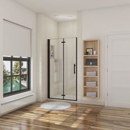 Mampara de ducha plegable,cristal antical 5mm,negro mate,(896-926)x1900mm