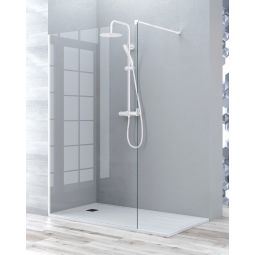 Mampara ducha fijo walk in | panel ducha transparente 80cm blanco mate