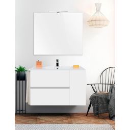 Mueble de baño itaca con lavabo y espejo 70x45cm blanco