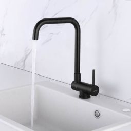 Grifo de cocina abatible giratorio de 360 ° de acero inoxidable negro - lon