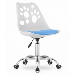 Silla giratoria ergonómica valora print blanca y azul para el hogar