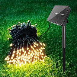 Guirnalda LED solar 20m 200LED 8 modos, blanco 3000k, batería recargable