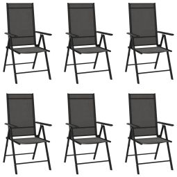 vidaXL sillas de jardín plegables 6 unidades textilene negro