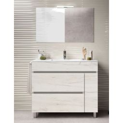 Mueble de baño caprera, lavabo y espejo 80x45cm blanco nórdico