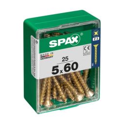 Caja 25 uds. Tornillo madera spax cab. Plana yellox 5,0x60mm