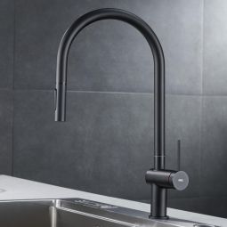 Imex - grifo monomando de cocina extraíble negro serie berna