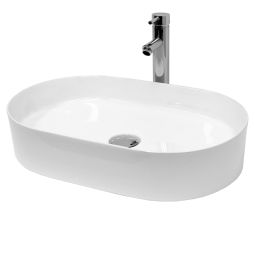Lavabo cerámico ovalado 605 x 380 x 125 mm blanco