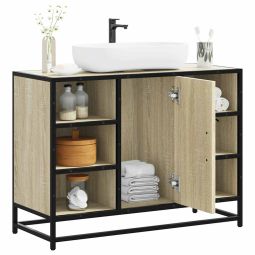 Armario lavabo baño madera ingeniería roble sonoma 80x33x60 cm esb9965