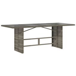 vidaXL mesa de jardín superficie de vidrio ratán pe gris 190x80x74 cm