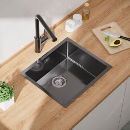 Fregadero de cocina de acero inoxidable 50x44 cm fregadero empotrado de 1 s