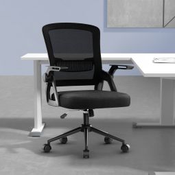 Silla de oficina con cojín de asiento acolchado, negro