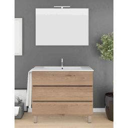 Mueble imperia 3 cajones, lavabo y espejo estepa 70 x 45 cm