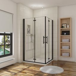 Mampara de ducha plegable,cristal antical 5mm,negro mate,700x800x1900mm