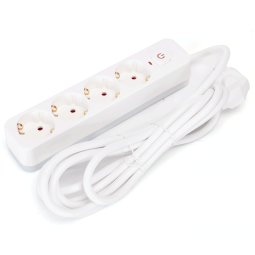 Aigostar regleta 4 enchufes, alargador 3m con interruptor, blanco