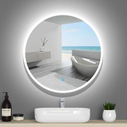 Espejo redondo de baño LED 70cm＋antivaho＋interruptor táctil
